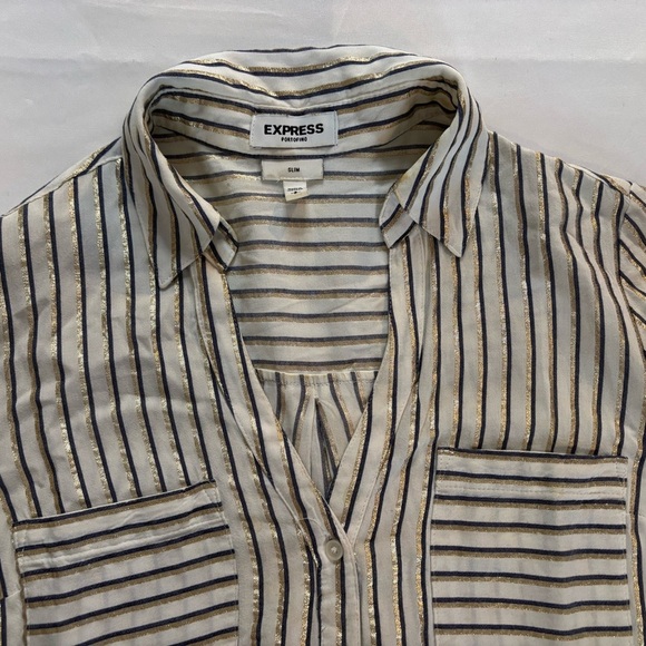 Express Black and White Casual Button Down Shirt - Picture 5 of 7